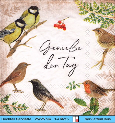 Genieße den Tag - 1 Cocktail Serviette - halbes Motiv